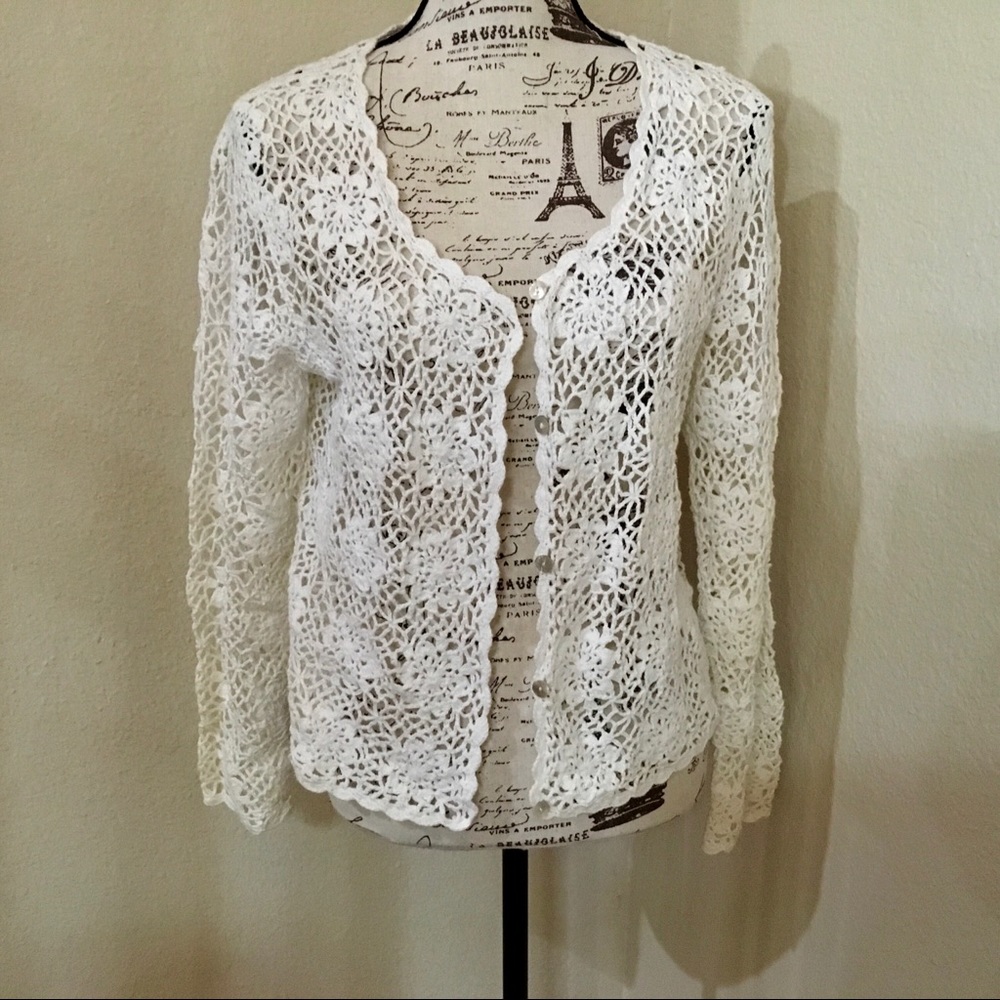 White Floral Cardigan XL